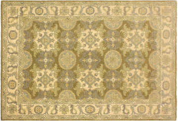 handmade Transitional Kafkaz Chobi Ziegler Lt. Green Ivory Hand Knotted RECTANGLE 100% WOOL area rug 4 x 6